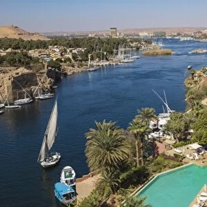 Egypt, Upper Egypt, Aswan, Sofitel Legend Old Cataract hotel and swimming pool