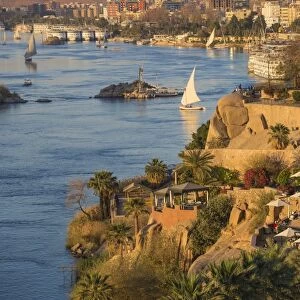 Egypt, Upper Egypt, Aswan, View of Sofitel Legend Old Cataract hotel and swimming