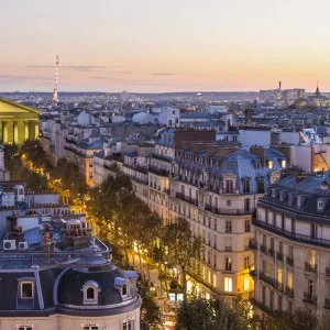 Eiffel Tower & Paris skyline at dusk, Paris, France Eiffel Tower & Paris skyline at dusk, Paris, France