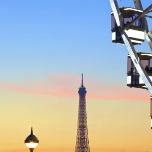 Eiffel Tower From Place De La Concorde With Big Wheel In Foreground, Paris, France Eiffel Tower From Place De La Concorde With Big Wheel In Foreground, Paris, France