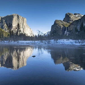 El Capitan Reflecting in Merced River in Winter, Yosemite National Park, California, USA