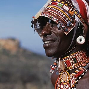 Elaborate headdress and body adornments worn by Samburu moran