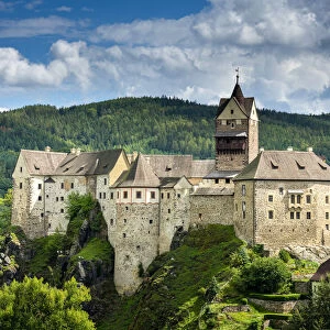 Elevated scenic view of Loket Castle, Loket, Sokolov District, Karlovy Vary Region