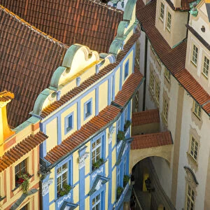 Elevated view of baroque house (Dum na Kamenci) at Old Town Square, Prague, Bohemia