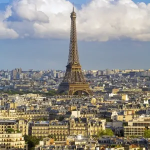 Elevated view over the city with the Eiffel Tower in the distance, Paris, France, Europe Elevated view over the city with the Eiffel Tower in the distance, Paris, France, Europe