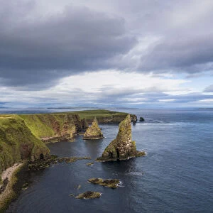 Elevated view of Duncansby Stacks, Duncansby Head, Caithness, Scotland, UK