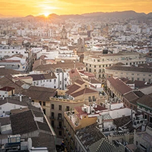 Elevated view of Malaga old town, Andalusia, Spain