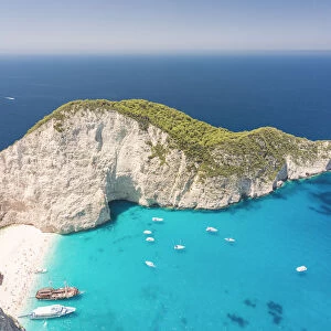 Elevated view of Navagio beach, also known as Shipwreck Beach, Zakynthos, Ionian islands