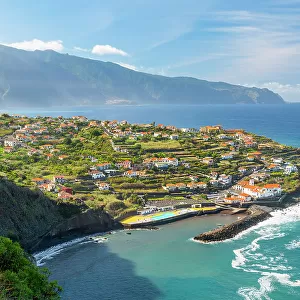 Elevated view of Ponta Delgada, Sao Vicente, Madeira, Portugal