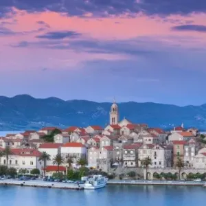 Elevated View Print of Korcula Town at Sunset Elevated View Print of Korcula Town at Sunset