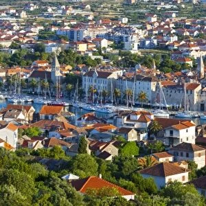 Elevated view over Trogirs Stari Grad (old town), Trogir, Dalmatia, Croatia