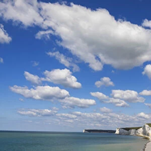 England, East Sussex, Eastbourne, View of The Seven Sisters Cliffs