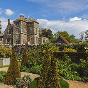 England, Isle of Wight, Newport, Carisbrooke Castle, Princess Beatrices Garden and House of the Lords Building