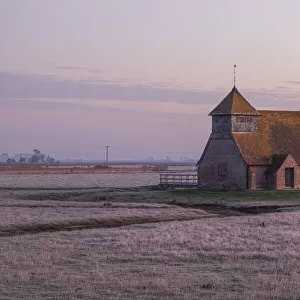 England, Kent, Romney Marsh, Fairfield, St. Thomas Becket Church in Winter