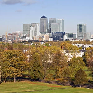 England, London, Greenwich, Royal Greenwich Park and Canary Wharf