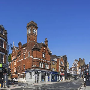 England, London, Hampstead, Village Centre and The Clock Tower