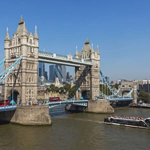 England, London, Tower Bridge and City of London Skyline
