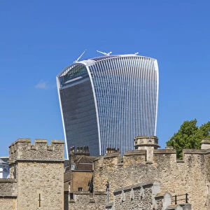 England, London, Tower of London and The Walkie Talkie Building