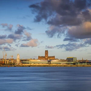 England, Merseyside, Liverpool, View of Eco Arena and Liverpool Cathedral