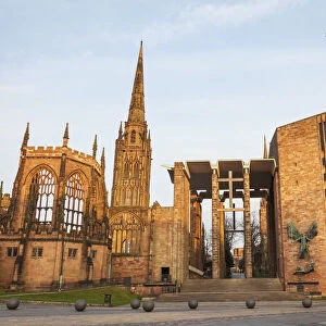 England, Warwickshire, Coventry, Old and New Coventry Cathedral