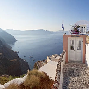 Entrance to a typical village house in Oia (La), Santorini (Thira), Cyclades Islands