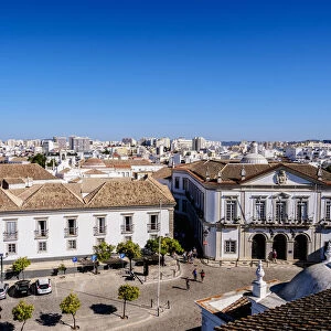 Episcopal Palace and City Hall at Largo da Se, elevated view, Faro, Algarve, Portugal