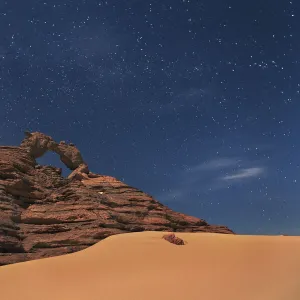 Erosion landscape in Tassili du Hoggar at night - Algeria, Tassili Hoggar