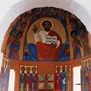 Ethiopian style religious painting in the small Catholic