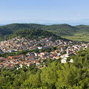 Europe, Croatia, Dalmatia, Korcula Island, elevated view of Blato town