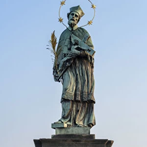 Europe, Czech Republic, Prague, Charles Bridge, Statue of John of Nepomuk