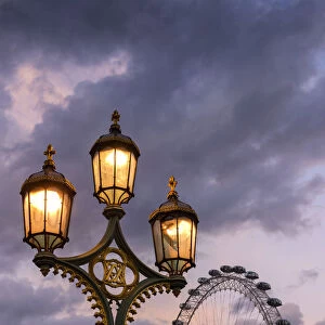 Europe, England, London, Westminster Bridge and Millennium Wheel