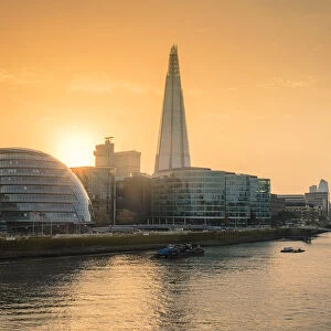Europe, Great Britain, England, London, the Thames, Shard, City Hall and Thames Path