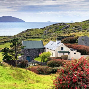 Europe, Ireland, houses by the sea along Beara peninsula