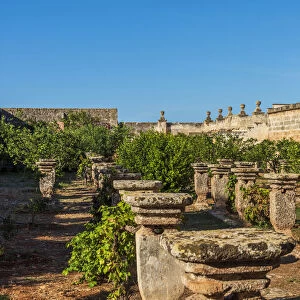 europe, Italy, Apulia. The garden of Masseria Brusca, a traditional manor near to Nardo