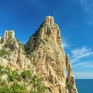Europe, Italy, Sardinia. the caracteristic rock needle Pedra Longa. the caracteristic rock needle Pedra Longa
