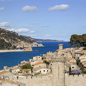 Europe, Spain, Catalonia, Costa Brava, Tossa de Mar, View of Tossa de Mar from the