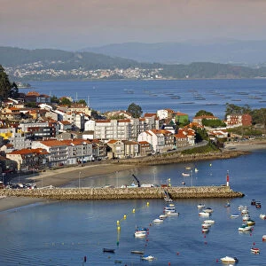 Europe, Spain, Galicia, Rias Baixas, Pontevedra, Poyo, view of the beach and fishing