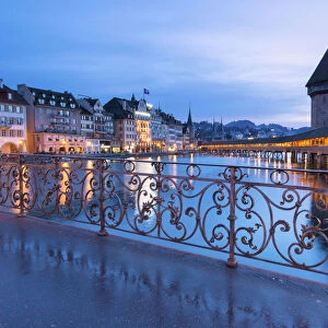 Europe, Switzerland, Lucerne at dusk