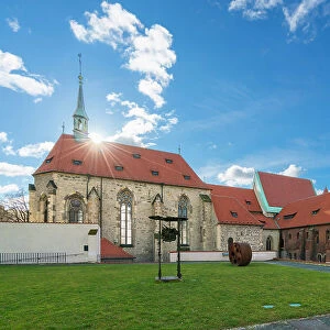 Exterior of Convent of St. Agnes on sunny day, Prague, Bohemia, Czech Republic