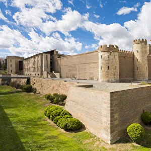 External view of Aljaferia palace. Zaragoza, Aragon, Spain