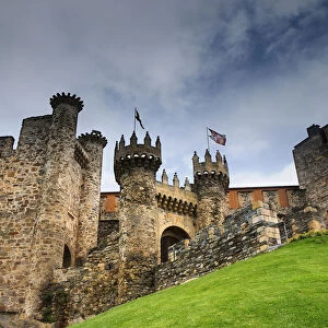 Facade of the Ponferrada templar castle, built in the 12th century. Castilla y Leon