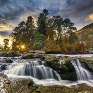 Falls of Dochart at Sunset, Killin, Stirling, Scotland