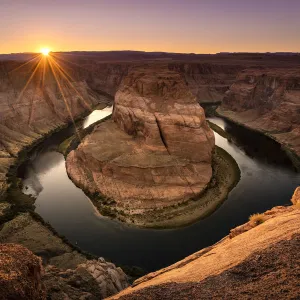 Famous Horseshoe Bend on Colorado river at sunset, Page, Arizona, USA