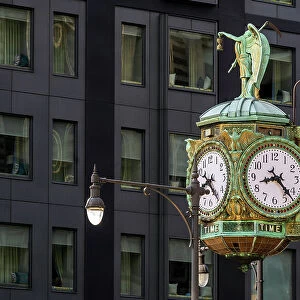 The "Father Time"old public clock outside the Jewelers Building, Chicago, Illinois, USA