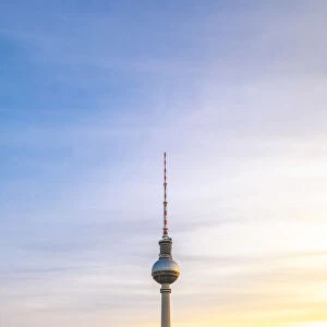 Fernsehturm and Alexanderplatz at sunset, Berlin Mitte, Berlin, Germany