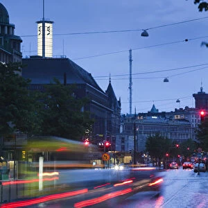 Finland, Helsinki, evening traffic on Mannerheimintie Street