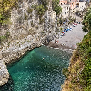 Fiordo di Furore beach, Furore, Amalfi coast, Campania, Italy