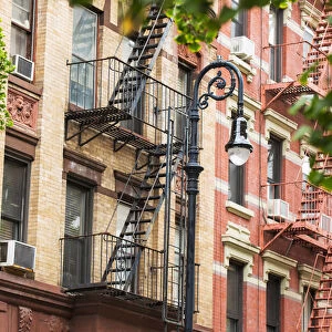 Fire Escapes and building exterior in the west village, New York, USA