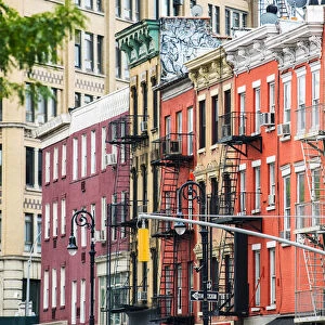 Fire Escapes and building exteriors of in the village, New York, USA