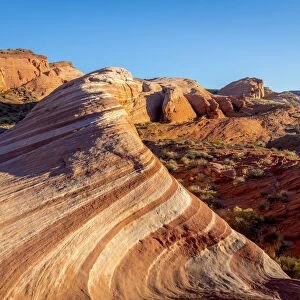 Fire Wave rock formation before sunset, Valley of Fire State Park, Nevada